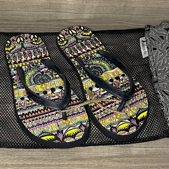 Sakroots Flip Flops Sandals & Mesh Bag NWT - Picture 2 of 5